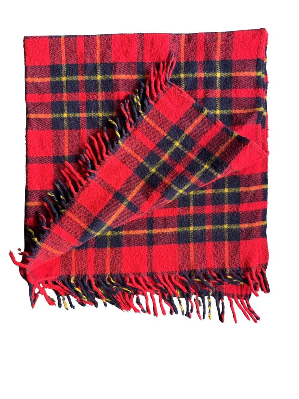 Vintage Faribault Faribo Woolen Mill Red Tartan Plaid Wool Blanket Throw 55”X62” - Picture 2 of 6